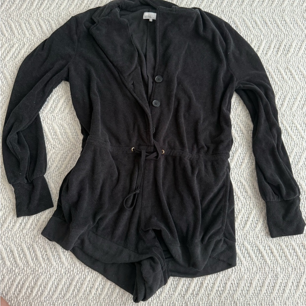 DANIELLE BERNSTEIN black terry cloth romper